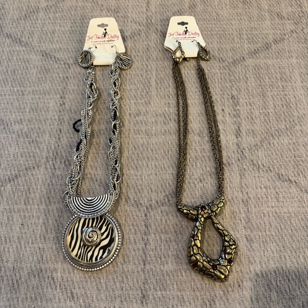Silver and Gold Statement Necklace Set